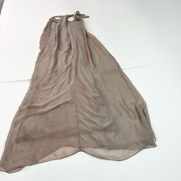 Aquavita Dress Womens Large Tan Halter Tie Neck Sleeveless Maxi Dreamcore beachy - Picture 5 of 9